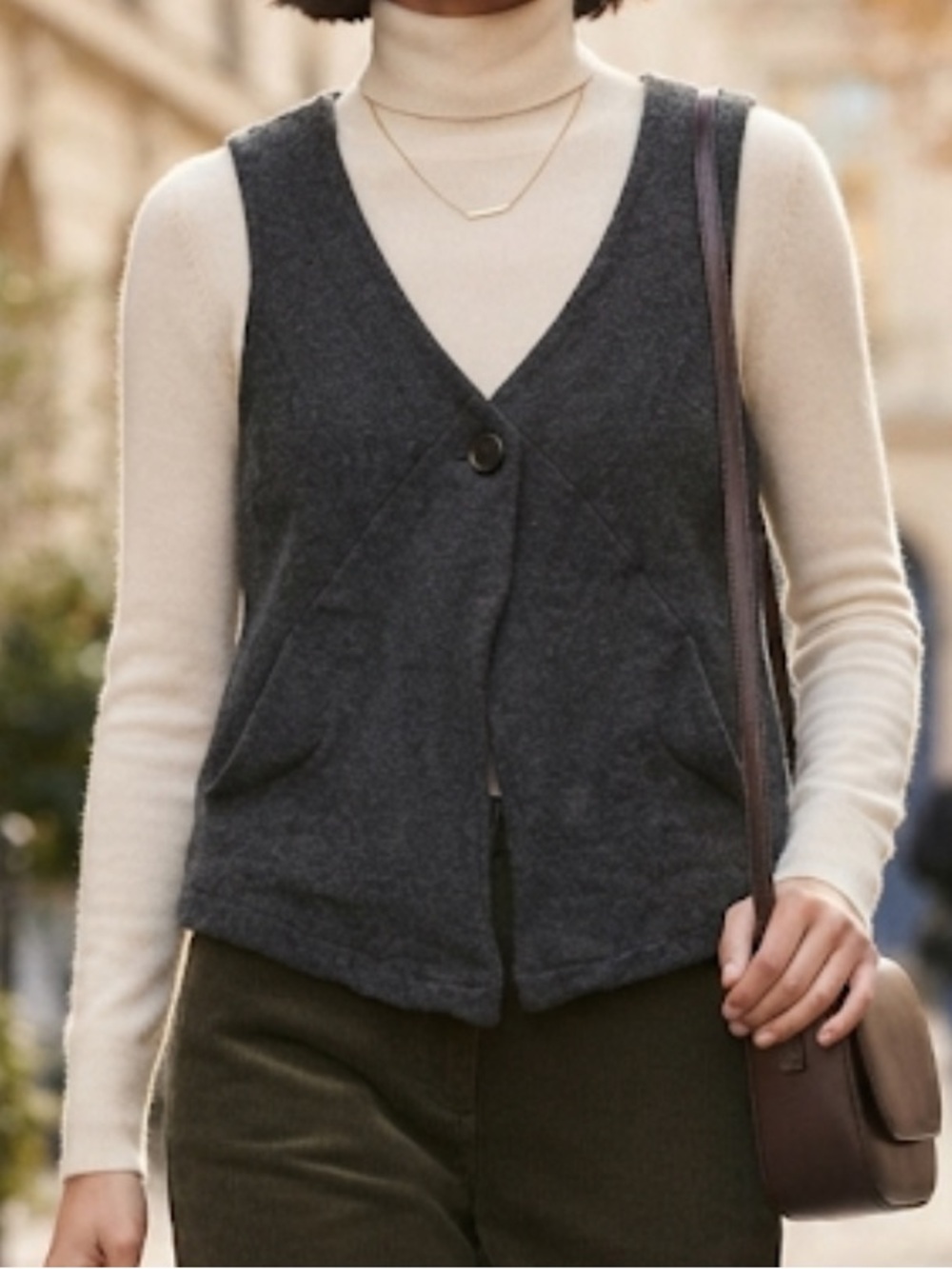 EILEEN FISHER Vest Wool 90’s Y2K Minimalist Cropped Small